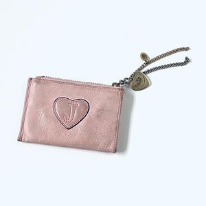 Juicy Couture Light Pink Leather Zipper Card Case Mini Wallet